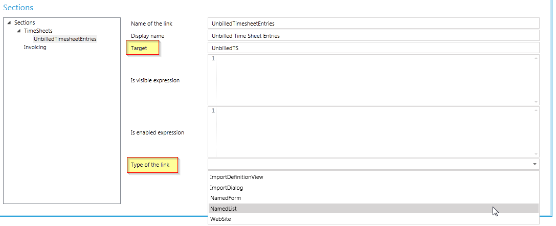 Configure link