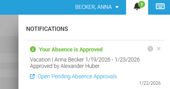 Absence Time Notification