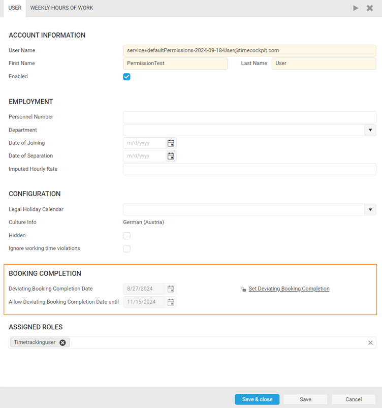 Change Booking Completion Date