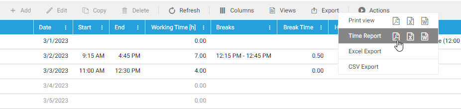 Select Time Report