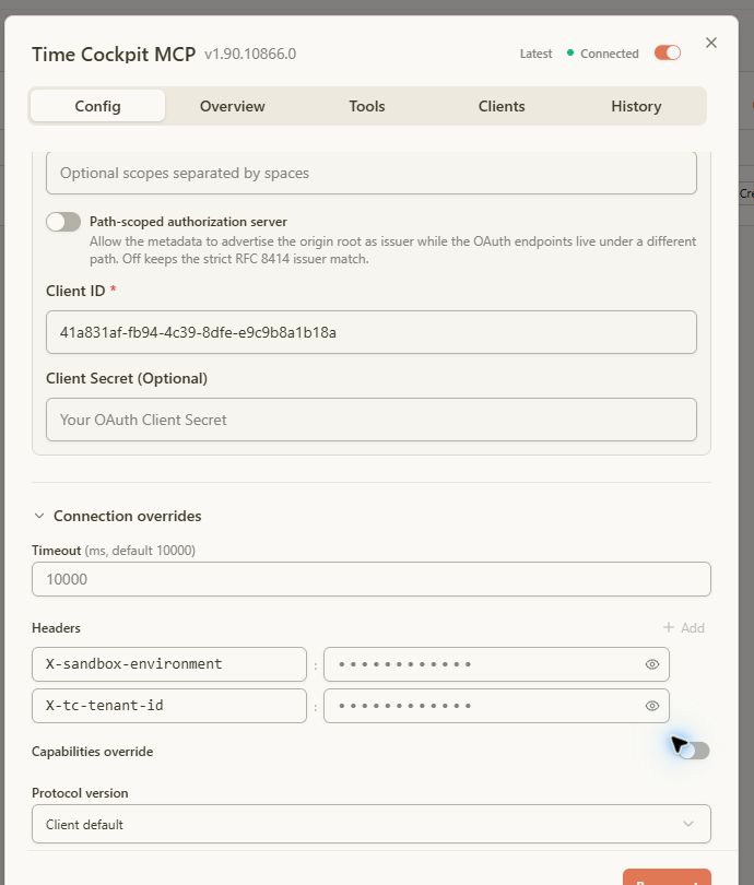 MCPJam connection overrides and sandbox headers
