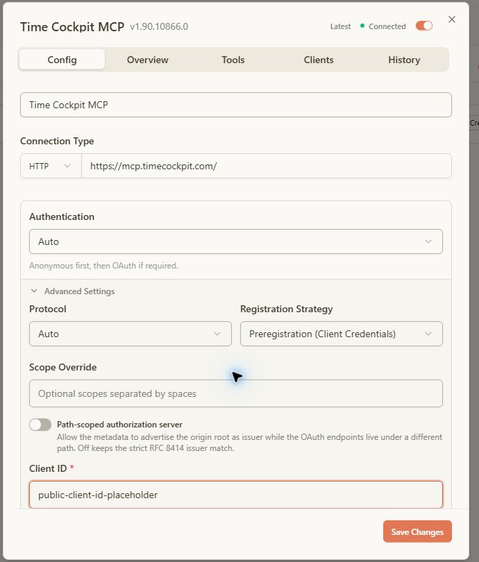 MCPJam OAuth and server connection settings