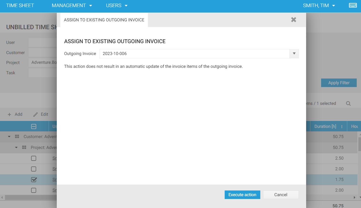 Assign to Existing Invoice