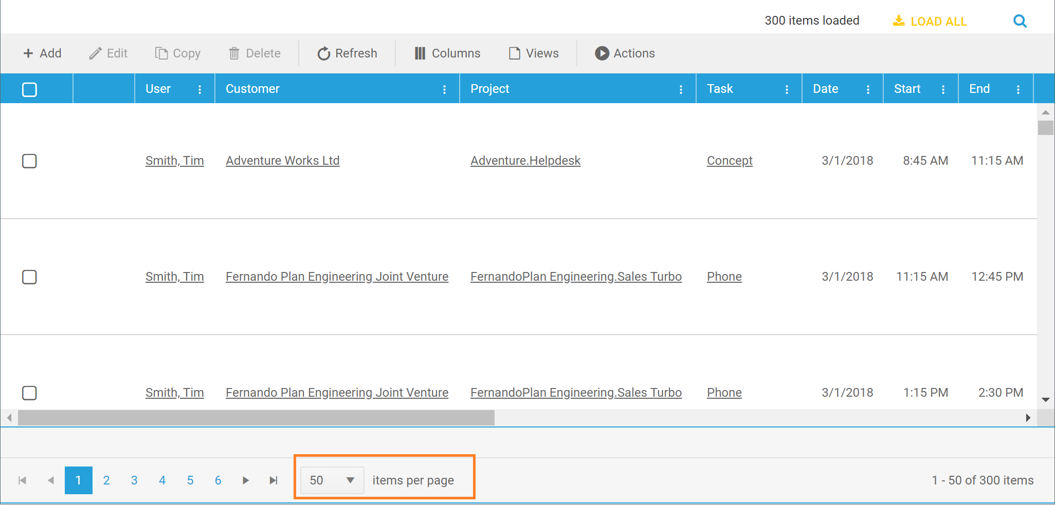 Paging in Editable List