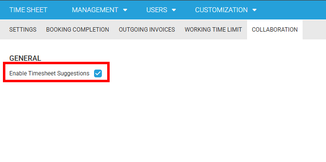 Enable Timesheet Suggestions in Global Settings