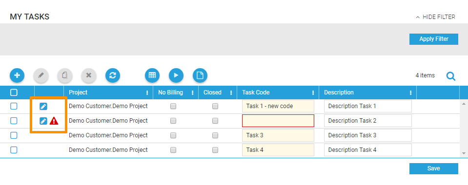 Editable list